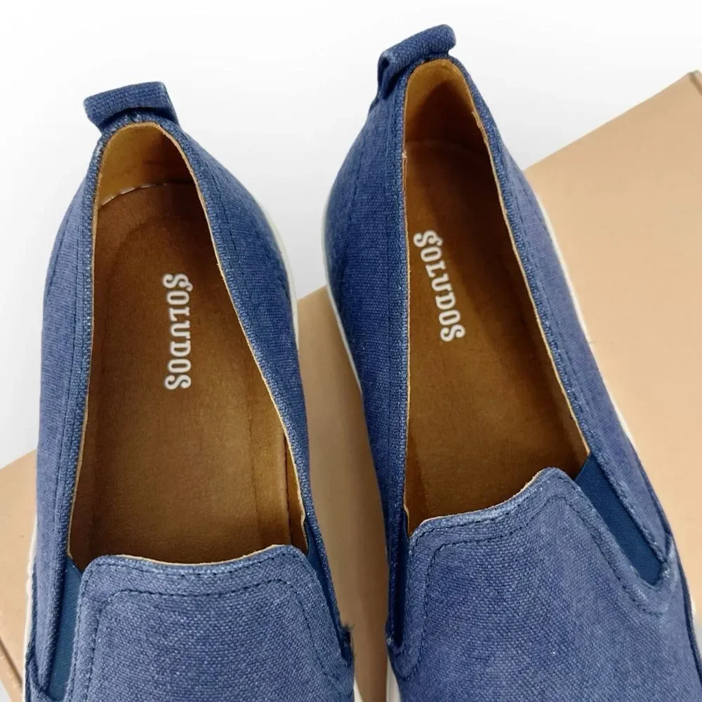 SOLUDOS MEN’S ALGARVE SLIP ON SNEAKER NAVY -‎ size 12- NIB